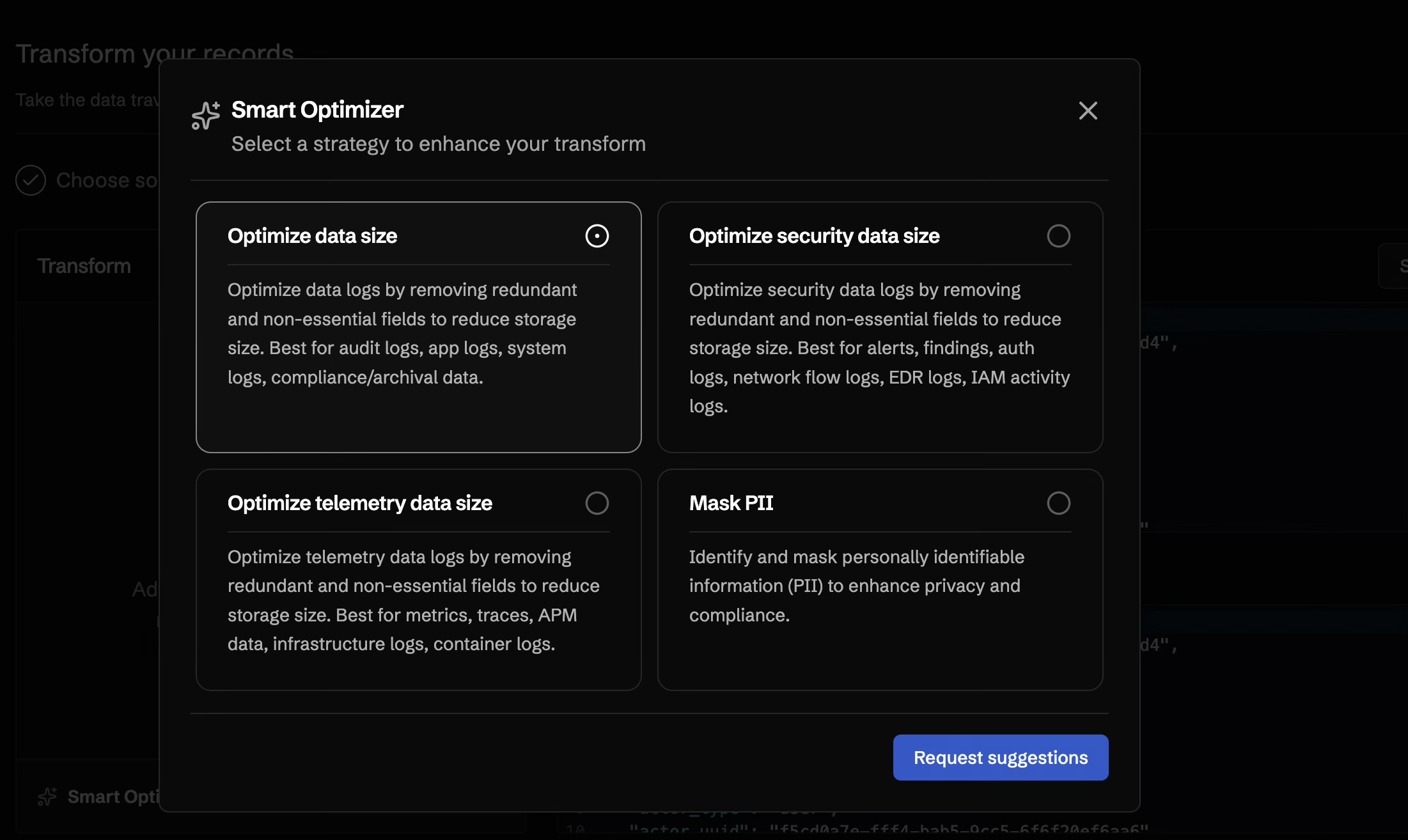 Choose optimizer strategy